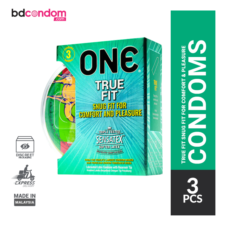 One TRUE FIT Snug Fit for Comfort and Pleasure 49mm Condom - 3pcs Jar(Malaysia)