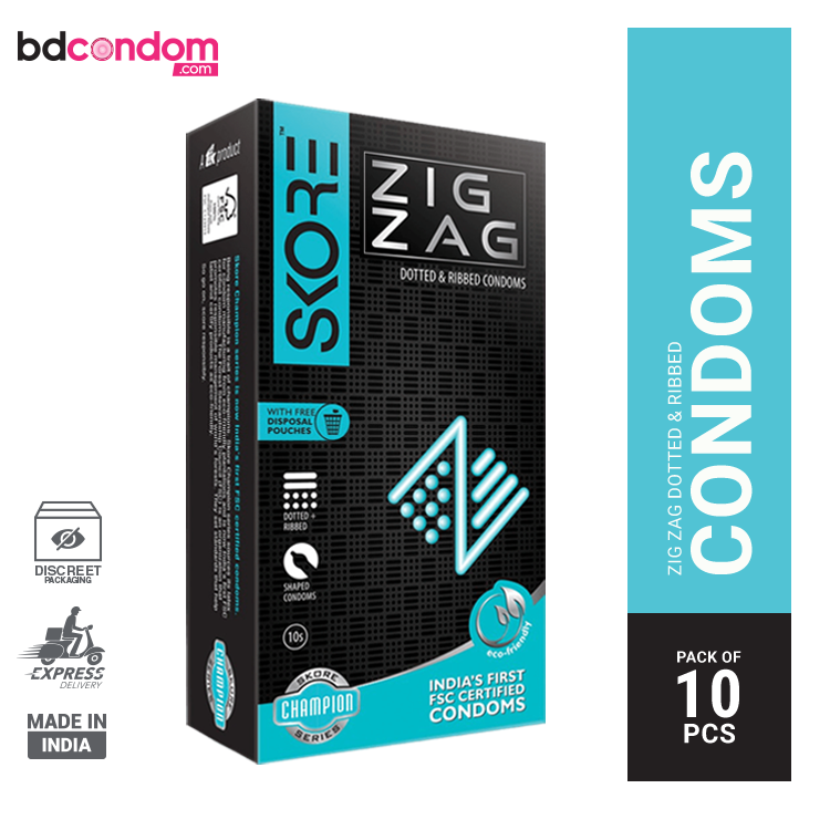 Skore ZigZag Dotted & Ribbed Condoms 10's Pack