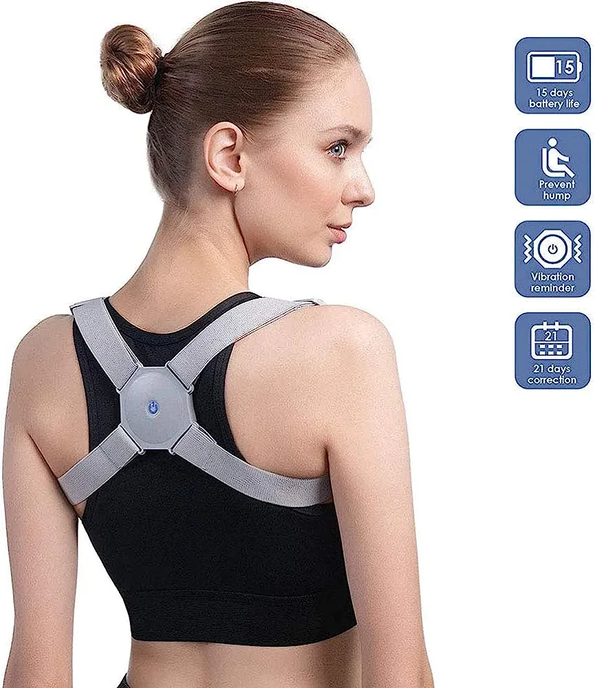 ঝুকে পরা ঘাড় সোজা ও ব্যথা দূরীকরণের- Electric Shoulder Corrector - Adjustable Posture Corrector, Intelligent Posture Reminder with Sensor Vibration Adjustable Upper Back Brace Support Prevent Humpback