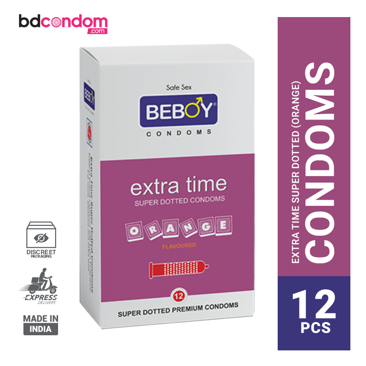 Beboy Extra Time Super Dotted Condom (Orange Flavour) - 12Pcs Pack(India)