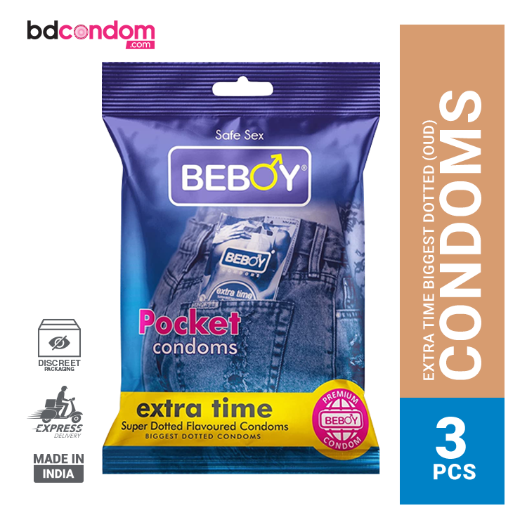 Beboy Extra Time Super Big Dotted Condom (Oud Flavour) Pocket Pack- 3Pcs(India)