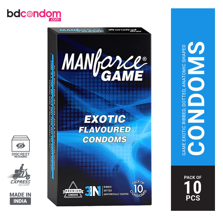 Manforce Game Exotic 3 in 1 Ribbed Dotted Condoms 10's Pack