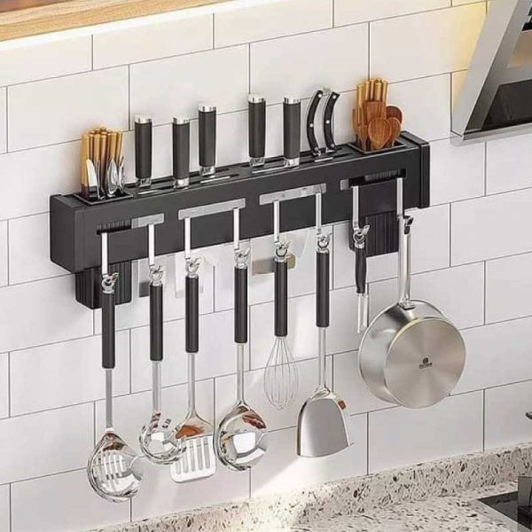 Wallmounted Kitchen Rack Knife Holder রান্নাঘর মশলা স্টোরেজ ছুরি ধারক ছুরি স্ট্যান্ড মশলা র্যাক সংগঠক ছুরি ধারক চামচ এবং চপস্টিকস বিশ্রাম ঝুলন্ত আয়োজক