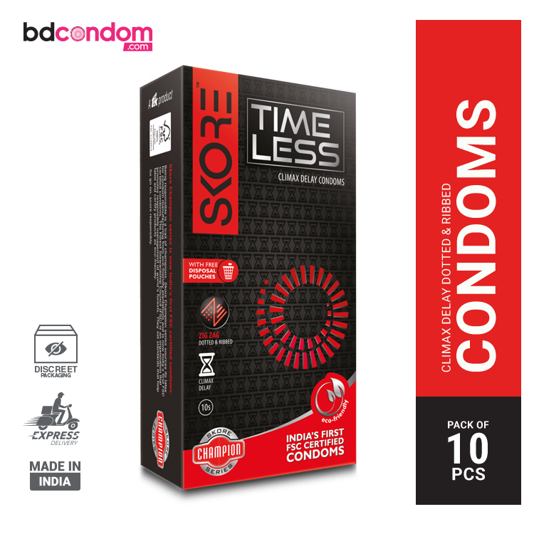 Skore Timeless Climax Delay Dotted & Ribbed Condom - 10's Pack