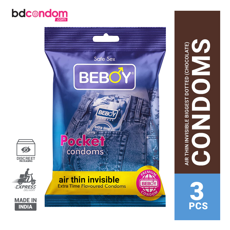 Beboy Extra Time Air Thin Invisible Condom (Chocolate Flavour) Pocket Pack- 3Pcs(India)