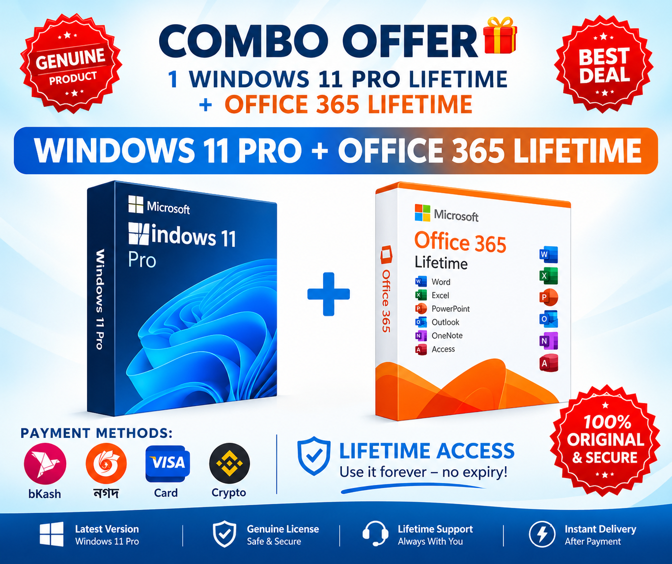 Windows 11 pro key + microsoft office 365 Combo Lifetime [Email Delivery instant]
