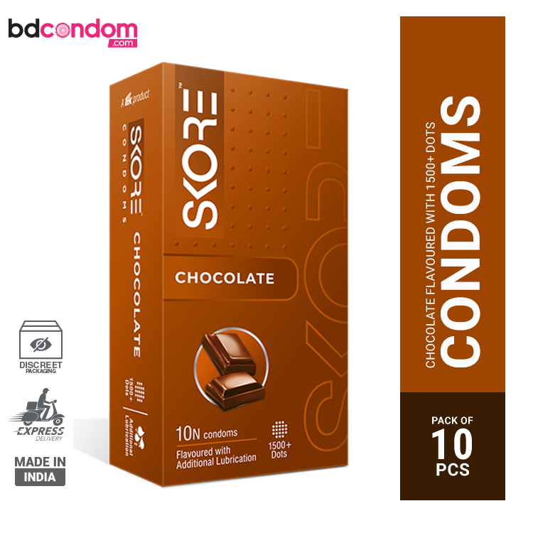 Skore Chocolate Flavoured 1500+ Dots Condoms 10's Pack