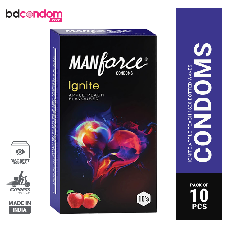Manforce Ignites Apple-Peach Flavoured Condoms 10's Pack