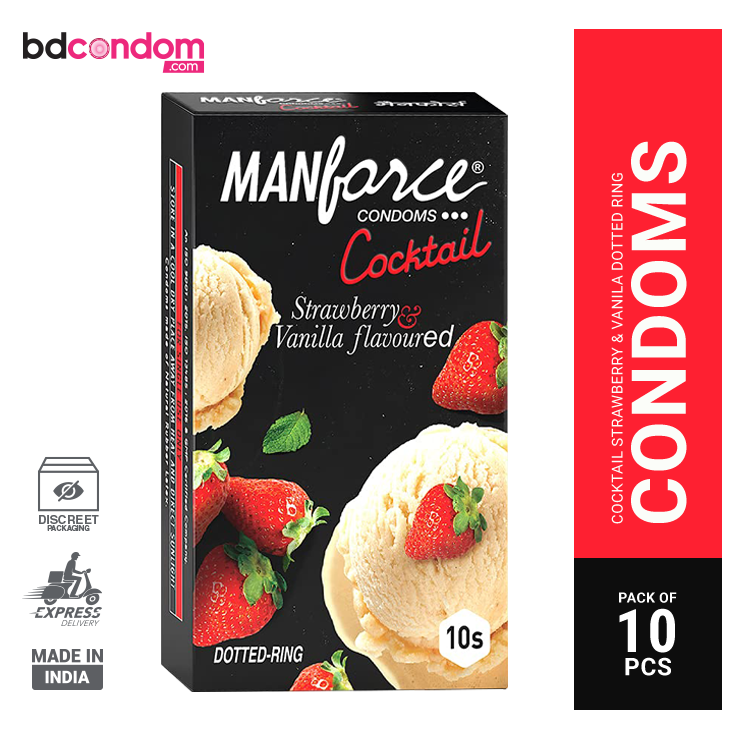 Manforce Cocktail (Strawberry+Venilla) Dotted-Ring Condoms 10's Pack