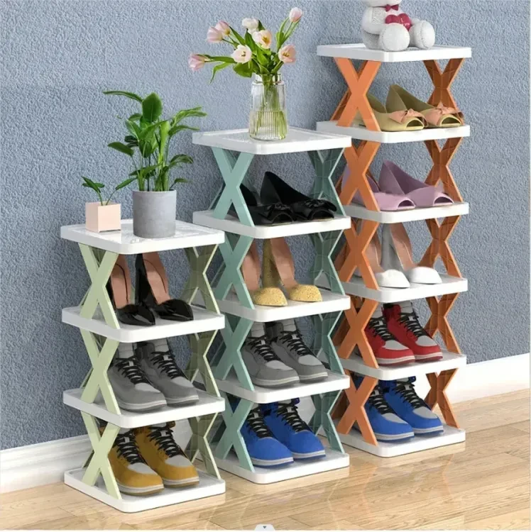 5Layers-New multi-functional household foldable shoe cabinet, home balcony toy foldable storage unit