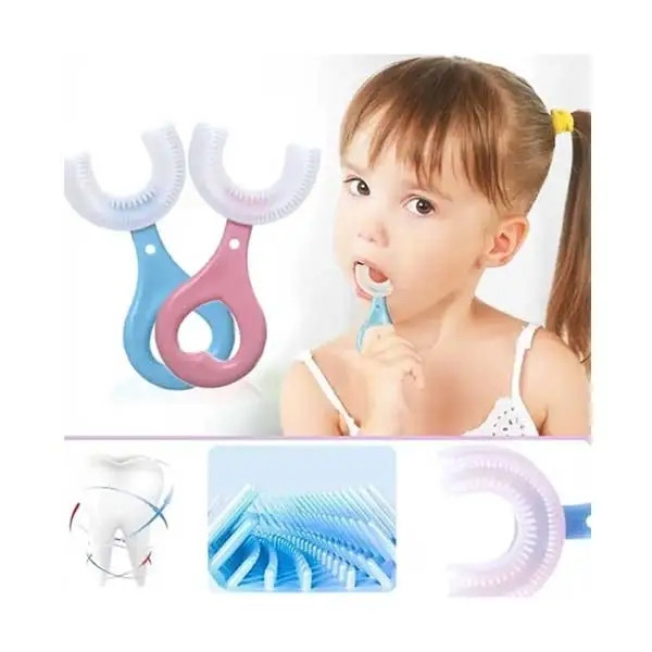 Product details of Kids Toothbrush U-Shape Infant with Handle Silicone Oral Care Cleaning Brush for Toddlers Ages 2-12 Baby toothbrush Color: Multicolor Material: Silicone. Size: 4.72x1.97 Inch. Recom